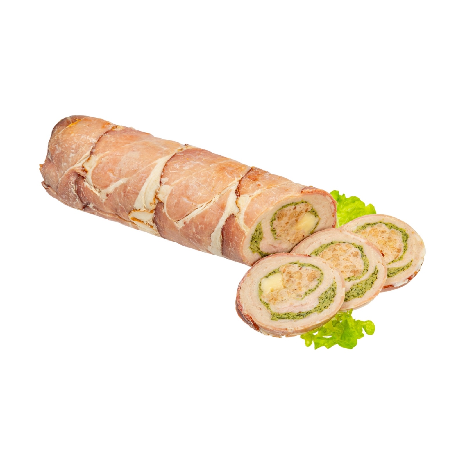 Chicken roulade with spinach and onion filling