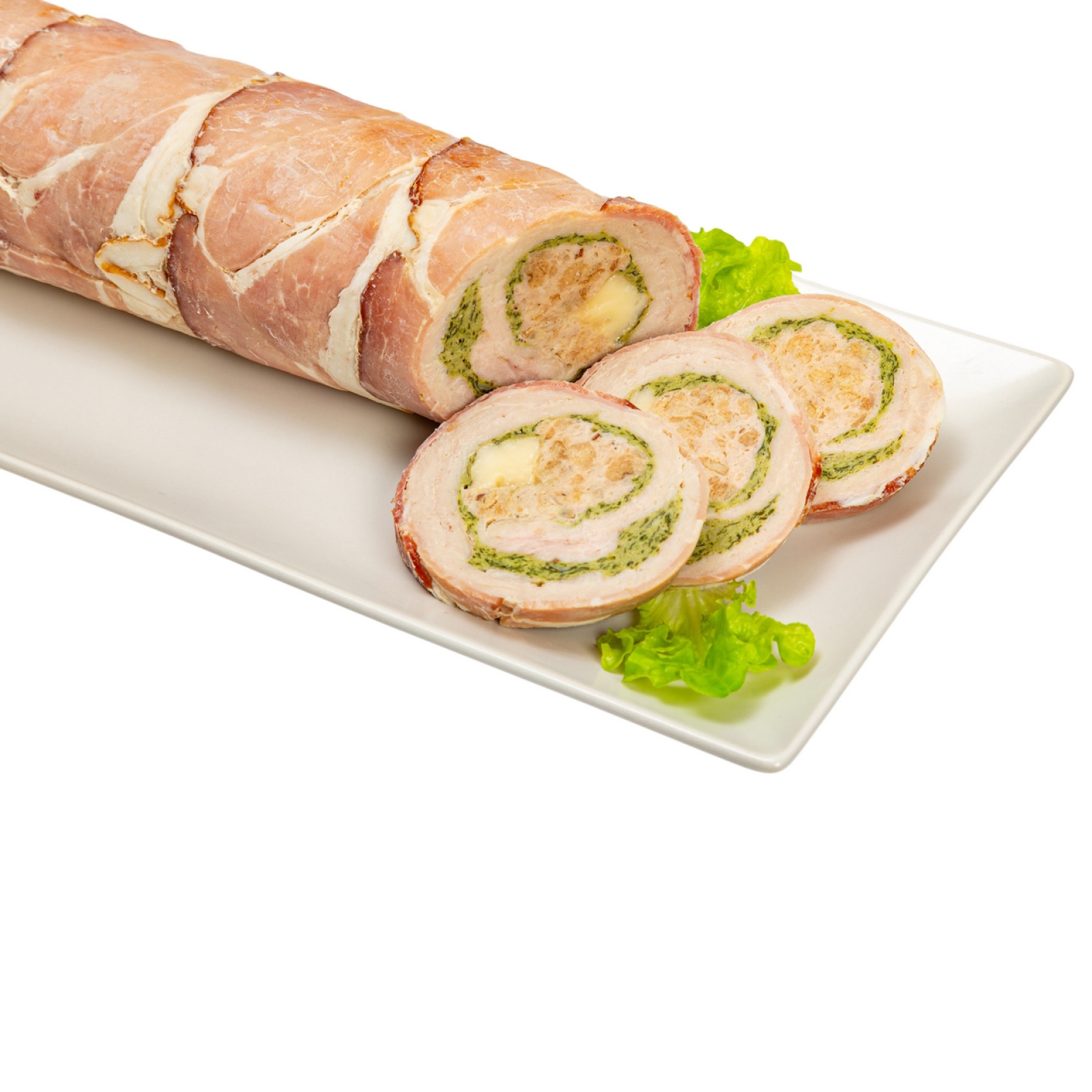 Chicken roulade with spinach and onion filling