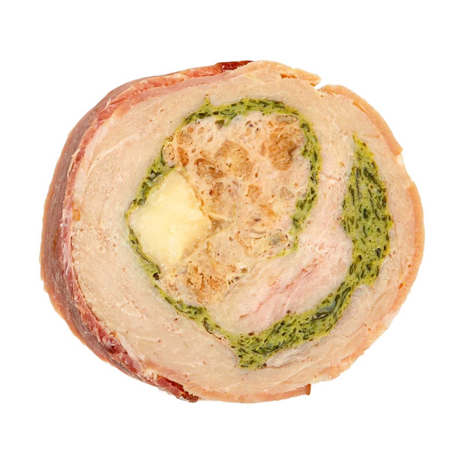 Chicken roulade with spinach and onion filling