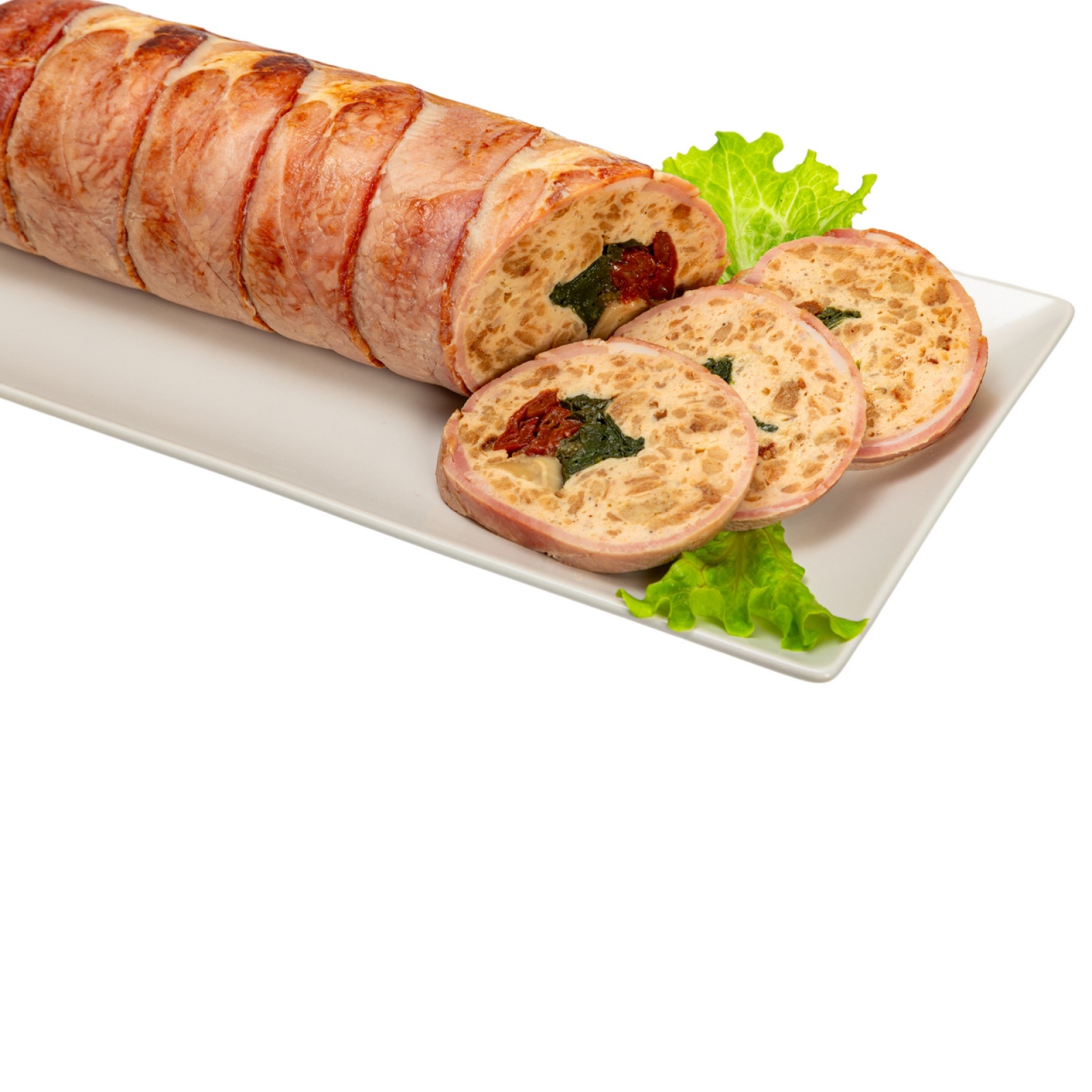 Chicken roulade with spinach stuffing and dried tomatoes